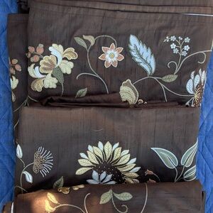 Brown with flowers along the side 4 panels 50”x106”
